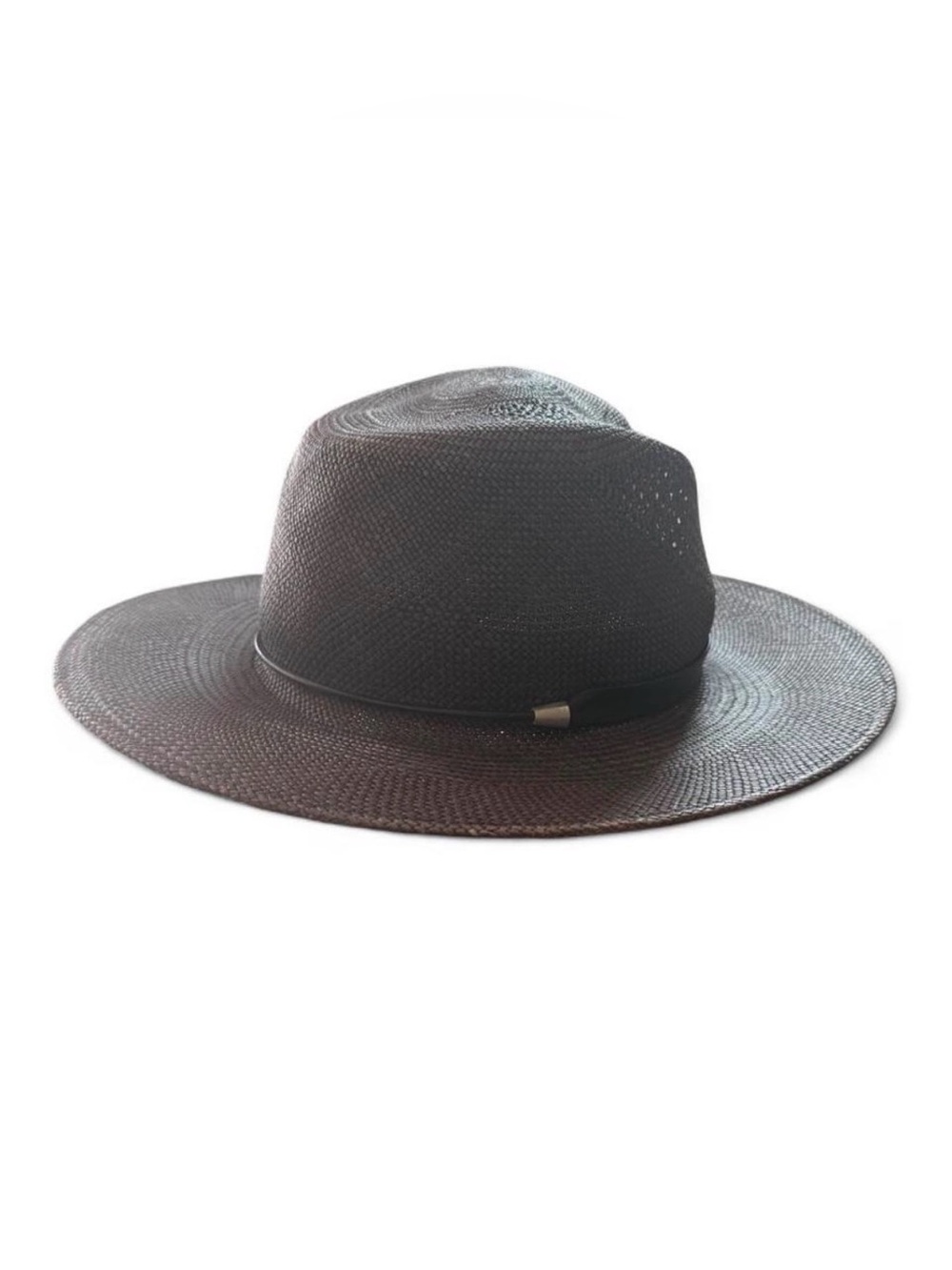 rag & bone Black Straw Fedora with Slim Band